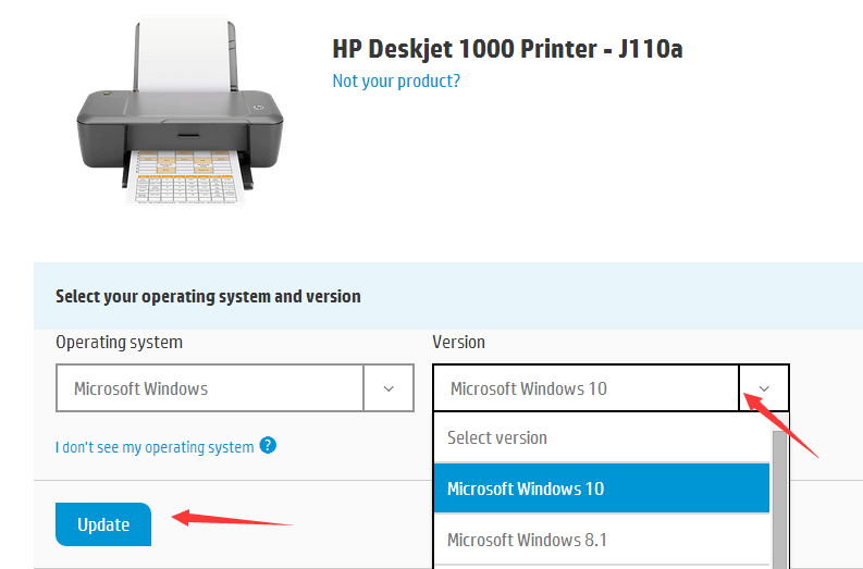 update drivers for hp printer