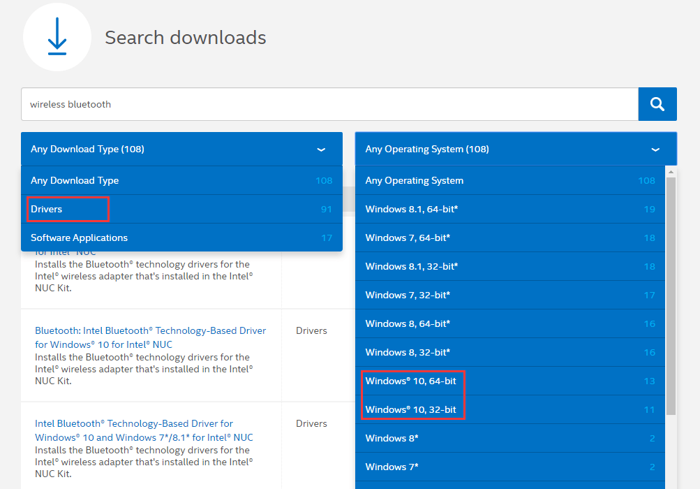 intel wireless bluetooth driver windows 10