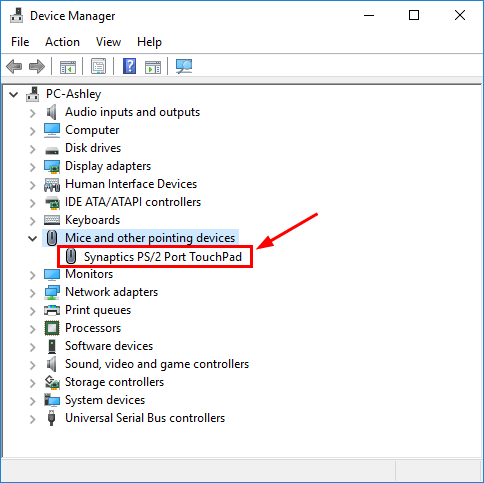 Solved Update Synaptics Ps 2 Port Touchpad Drivers Driver Easy